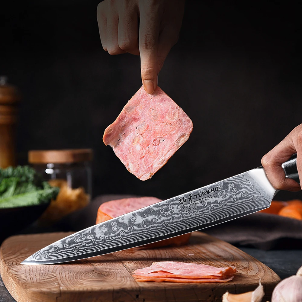 TURWHO 8 Inch Cleaver Knife 67 Layer Damascus Steel VG10  Core Sharp Meat Cleaver Chef Knife Kitchen Tools G10 Black Handle