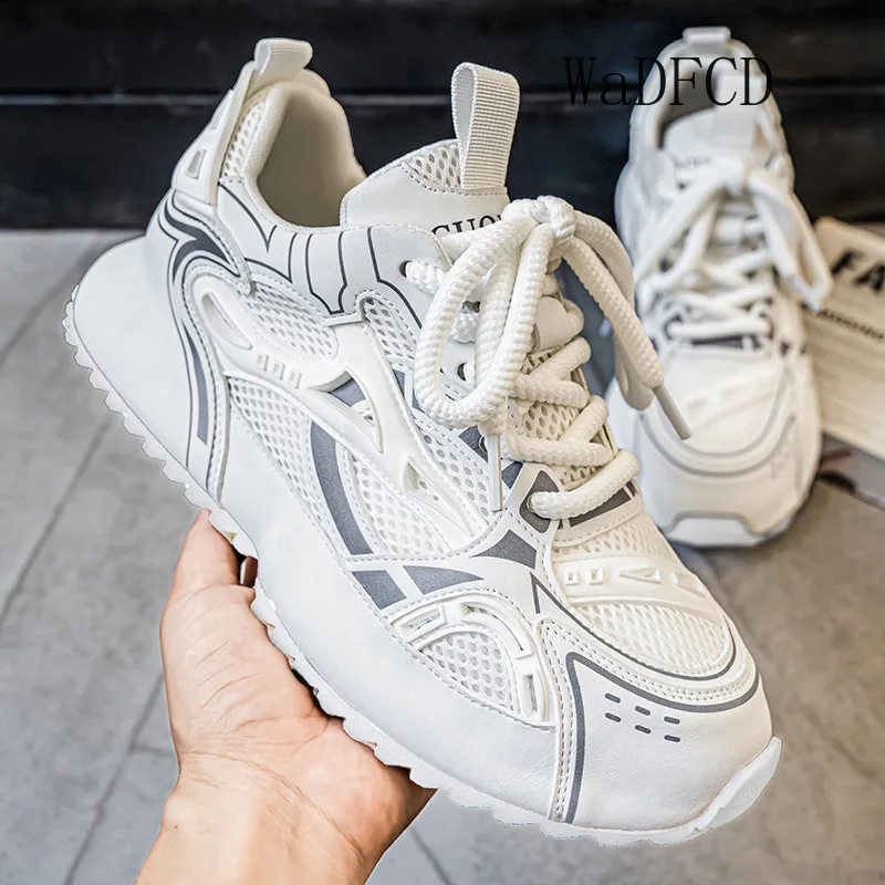 Chunky Sneakers Herren Designer Cover Bottom Sportschuhe Mode Lässig Leder Mesh Atmungsaktiv Erhöhte interne Plateauschuhe