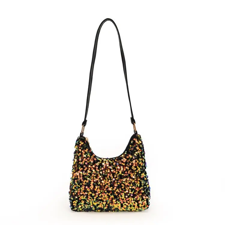 Sac à bandoulière décontracté à paillettes colorées pour femmes, sac à bandoulière polyvalent, cuir PU, fermeture éclair, sous les bras, nouveaux abonnés à la mode