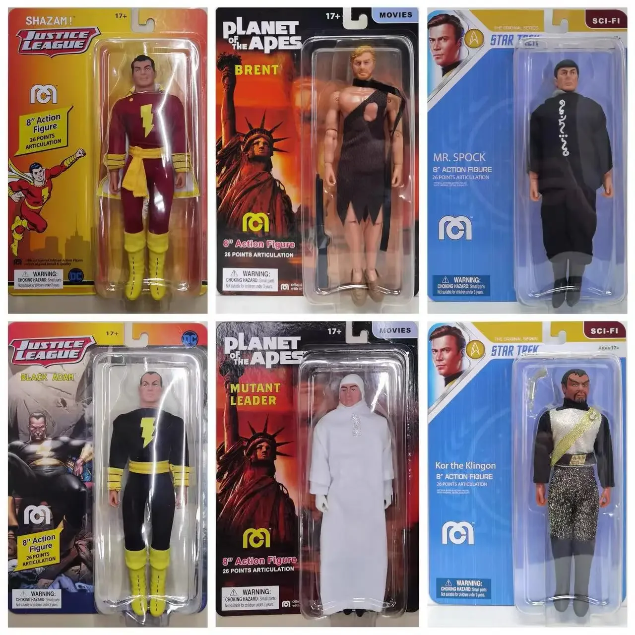 Original 8’‘ Mego Action Figure Planet of the Apes Star Trek MR.Spock DC Comic Shazam Movie Character Collectible Toy Gift