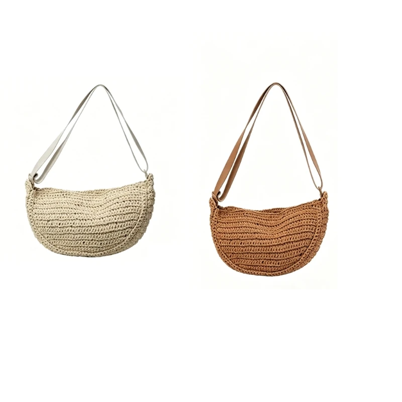 

Fashion Straw Shoulder Bag with Adjustable Strap Large Capacity Travel And Business Handbag Crossbody Purse for Daily Use