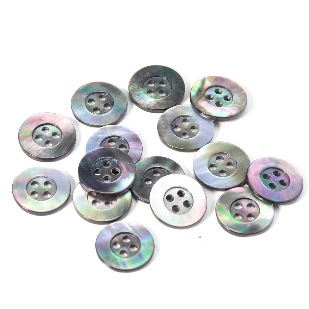 10pcs 10/12/15/18mm Dazzling Aurora Shell Button Natural Black Mother of Pearl Shell Button Cufflinks Shirt Blazer DIY Scrapbook
