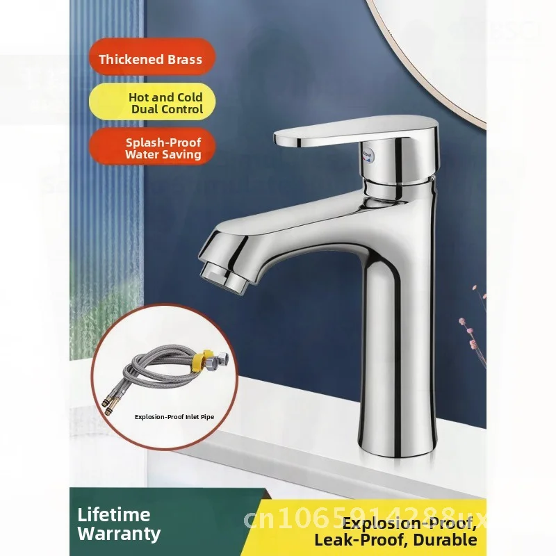 

Stainless Steel Wash Basin Faucet Hot And Cold Water Kitchen Sink Mixer Tap with Ceramic Disc Valve Modern Minimalist Style