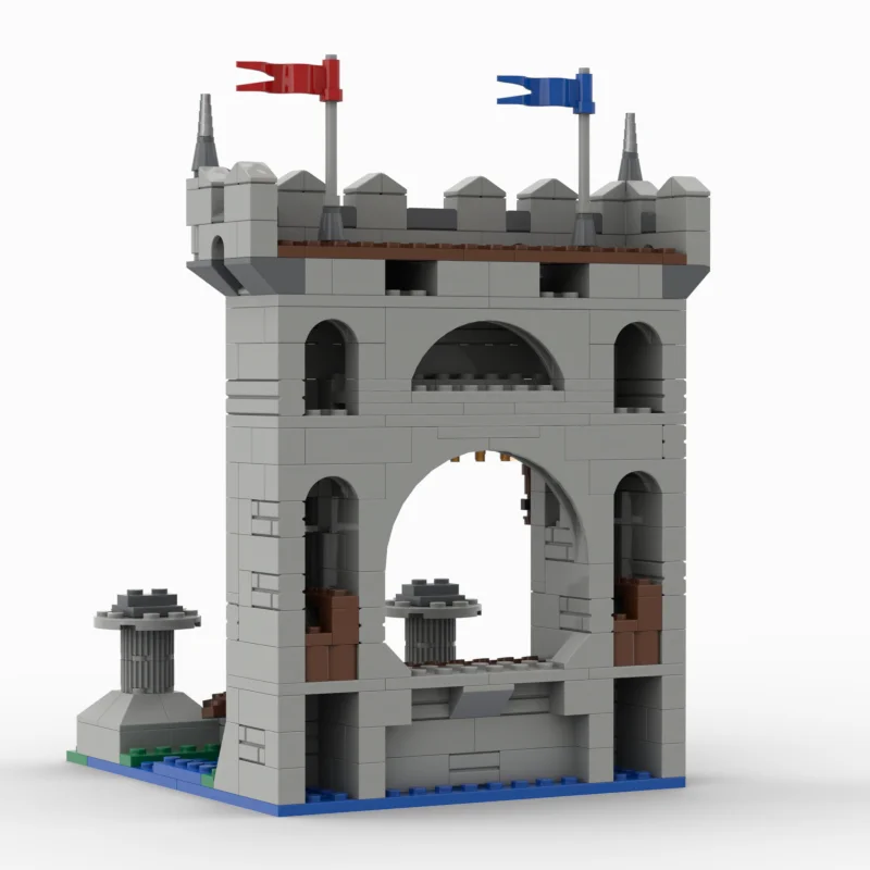 MOC 블록 중세 도시 문 모델 피규어 세트 349개 - 창의적인 조립 장난감 세트, 휴일 선물로 적합