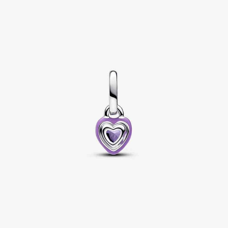 Purple Chakra Heart Mini Dangle Charm Authentic 925 Sterling Silver beads Fits Pandora Me bracelets Jewelry Making