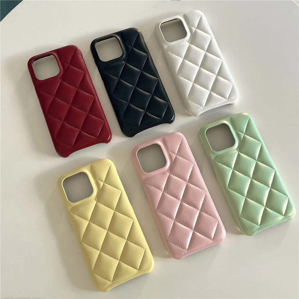 luxury Fashion lattice pattern leather phone cases for iphone 11 14 Pro Max 13 Pro Max i13 13pro 11 12 Pro Max Protective cover