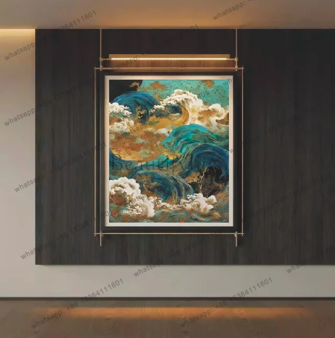 

Современная абстрактная картина в стиле лёгкой роскоши для декора входной зоны, высококачественная металлическая рама, картина на заказ