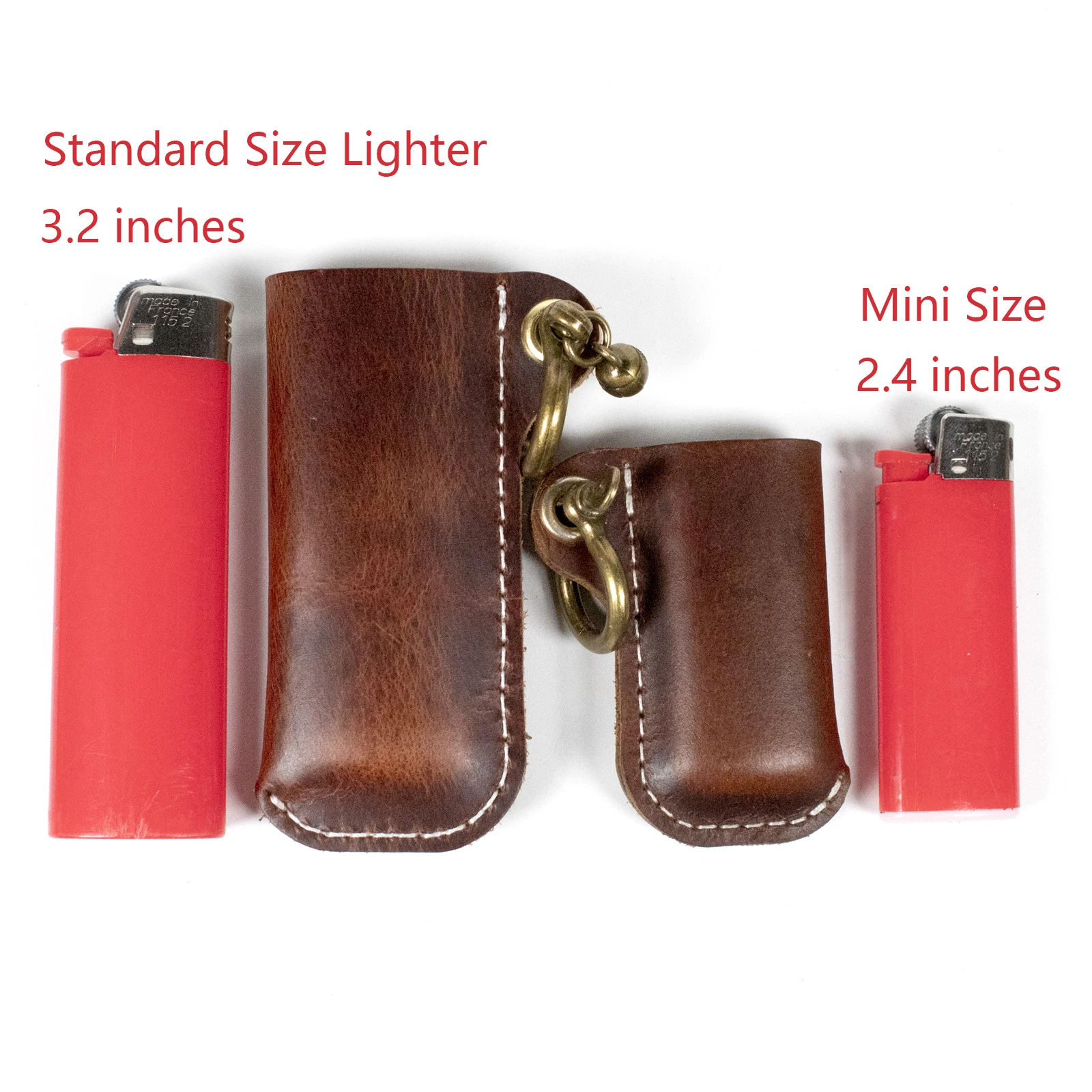 Genuine Cowhide Leather Lighter Case Holder For Bic Cricket Lighters Sleeve Cover Leather Case With Metal Horseshoe Shackles