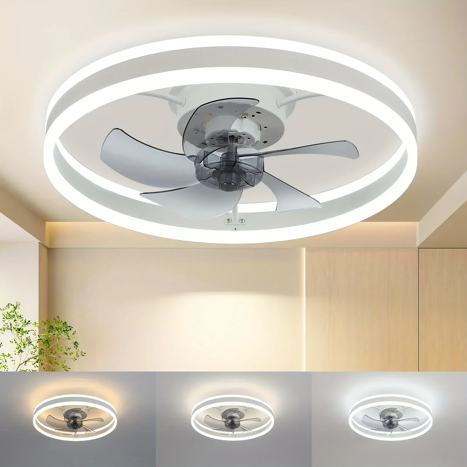 LED Fan Ceiling Light with 110V Voltage Equipped with Remote Control Stepless Dimming Adjustable Fan Timing and Multiple Levels