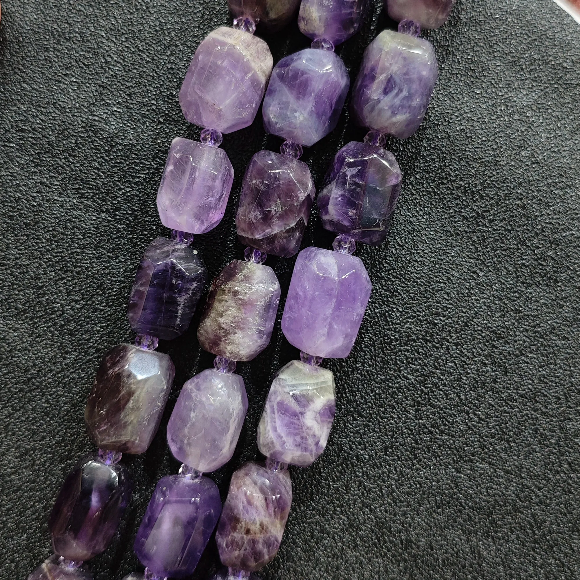 Large Amethyst Faceted Nugget Beads Wholesale Rough Column Loose Gemstone Purple Crystal Strand for Designer DIY Jewelry