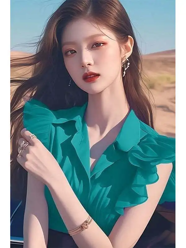 Ele الأرجواني الدانتيل Sve irt المرأة Faionable الصيف الأعلى جميلة Sli الراقية يشعر ort Sve V-Ne الكورية Sle #3