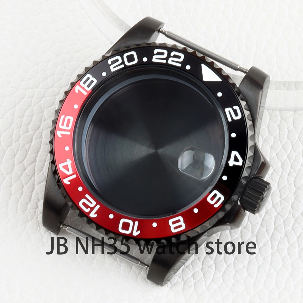40mm NH35 Case Black PVD for GMT NH34 NH35 NH36 movement 28.5mm Dial Sapphire Submariner Watch Case Stainless steel Waterproof