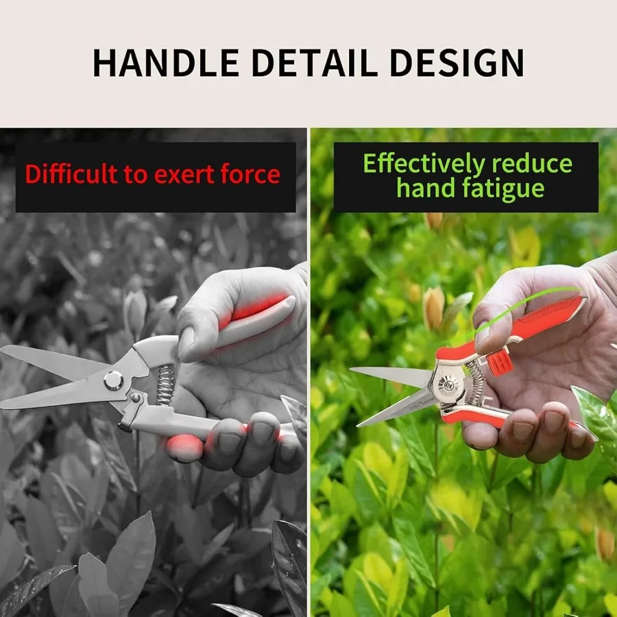 Tijeras de podar FLORA GUARD con mango de aleación de Zinc, tijeras de jardín de 6,5 pulgadas con hoja de acero más gruesa, agarre de goma cómodo, seguridad Lo