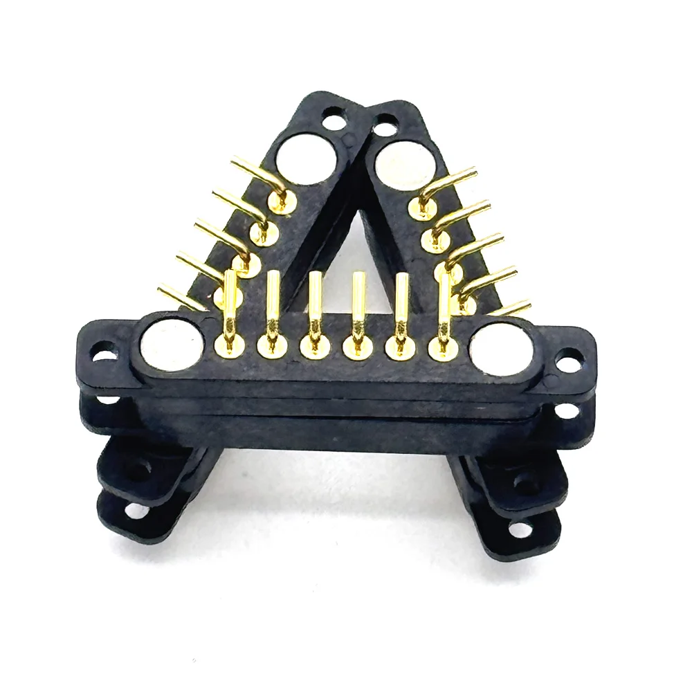 1Pair Curved Needle 2A DC Magnetic Pogo Pin Connector 6Pin With ears Pogopin Male Female Spring Loaded DC Power Socket