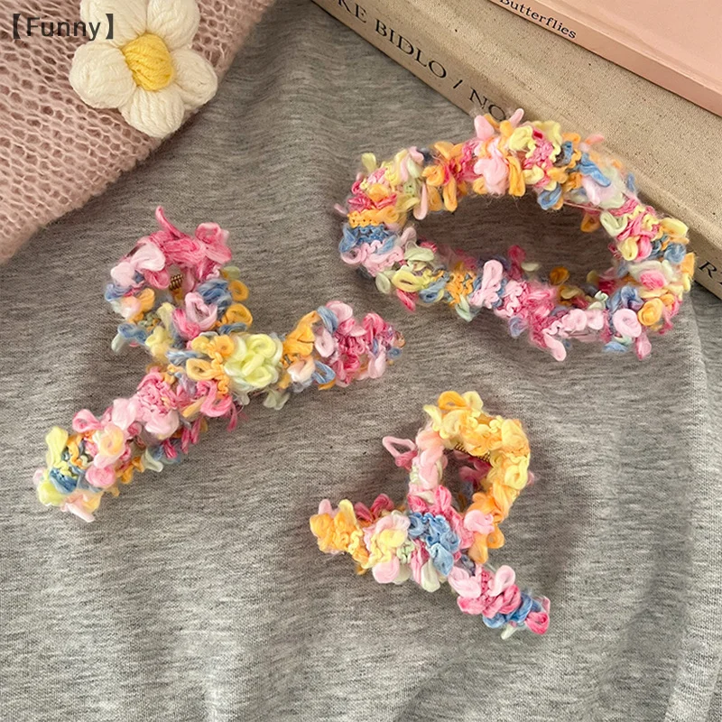 〔Funny〕Colorful Hair Clips Women Plush Resin Clouds Hair Claw Clip Large Small One-Word Shark Clip Trendy Daily Hair Accessory