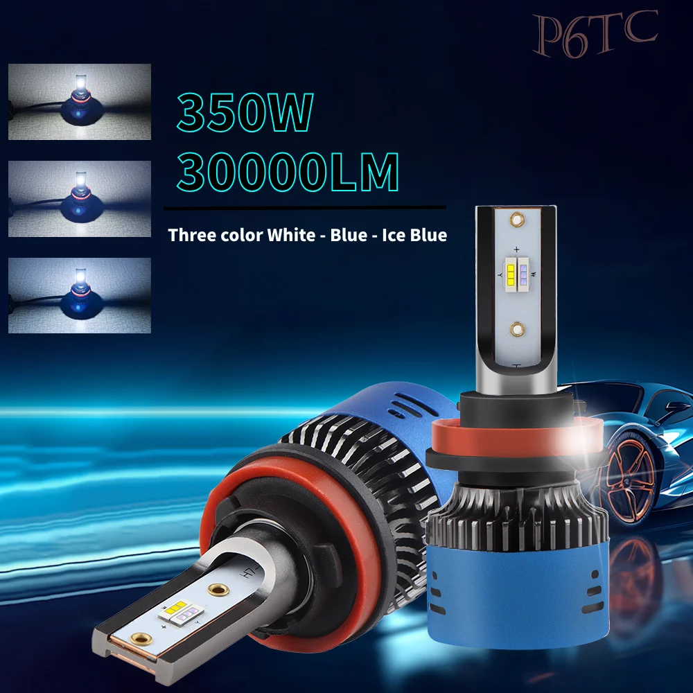 

New 3 Colors Front Lights LED Bulbs Auto LED Headlight 6000K 8000K iCE Blue H8 H9 H11 350W 24V Fog Light Halogen Replacement 1:1