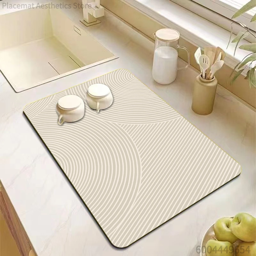 Modern Abstract Geometric Absorbent Dish Drying Mat Decor Multi-Functional Kitchen Counter Dining Table Coffee Machine Pad