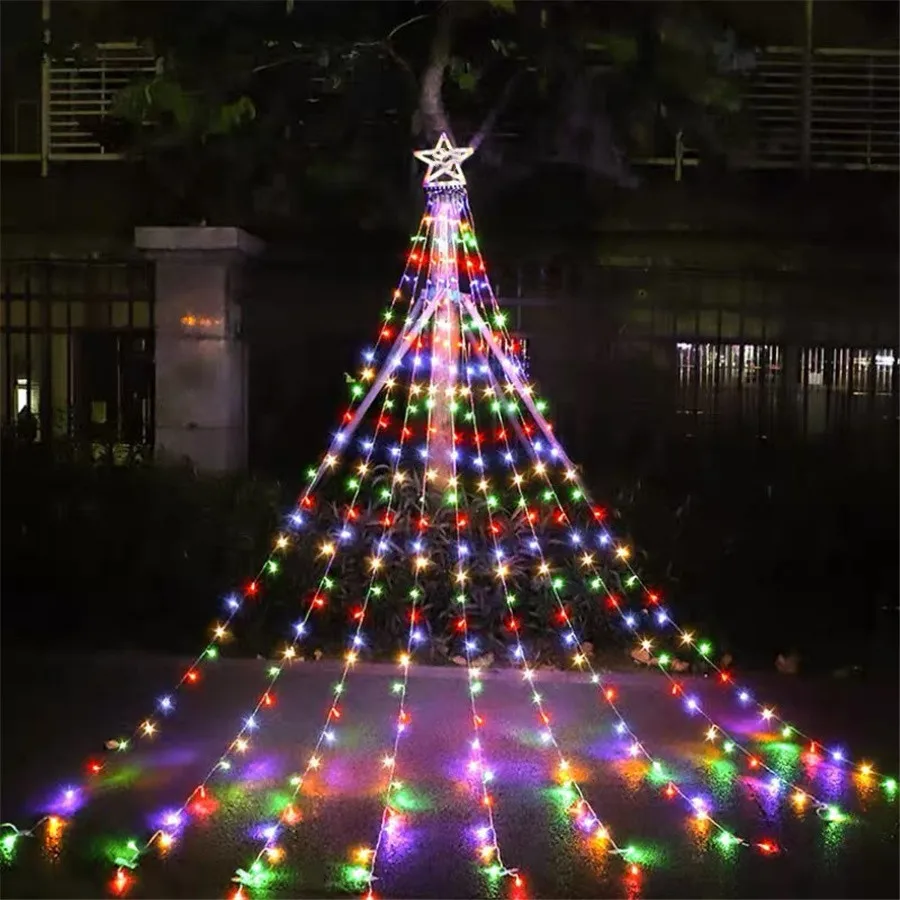 Criativo LED estrela cachoeira fada corda luzes impermeável decoração do jardim, guirlanda para festa de casamento, Natal, ao ar livre, 8 modos