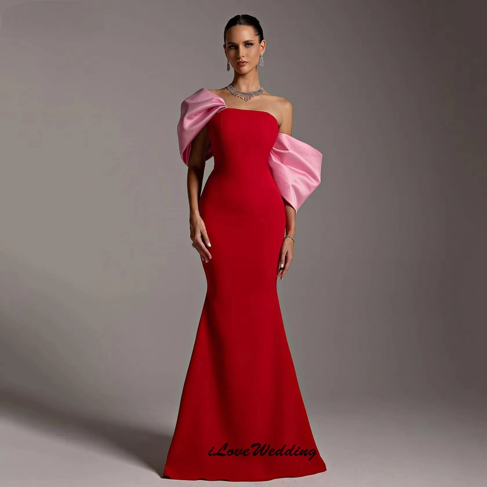 

Prom Dress 2025 Rose Red Wedding Party Dress For Woman Elegant Evening Dress Off The Shoulder Mermaid Contrast Color Customized