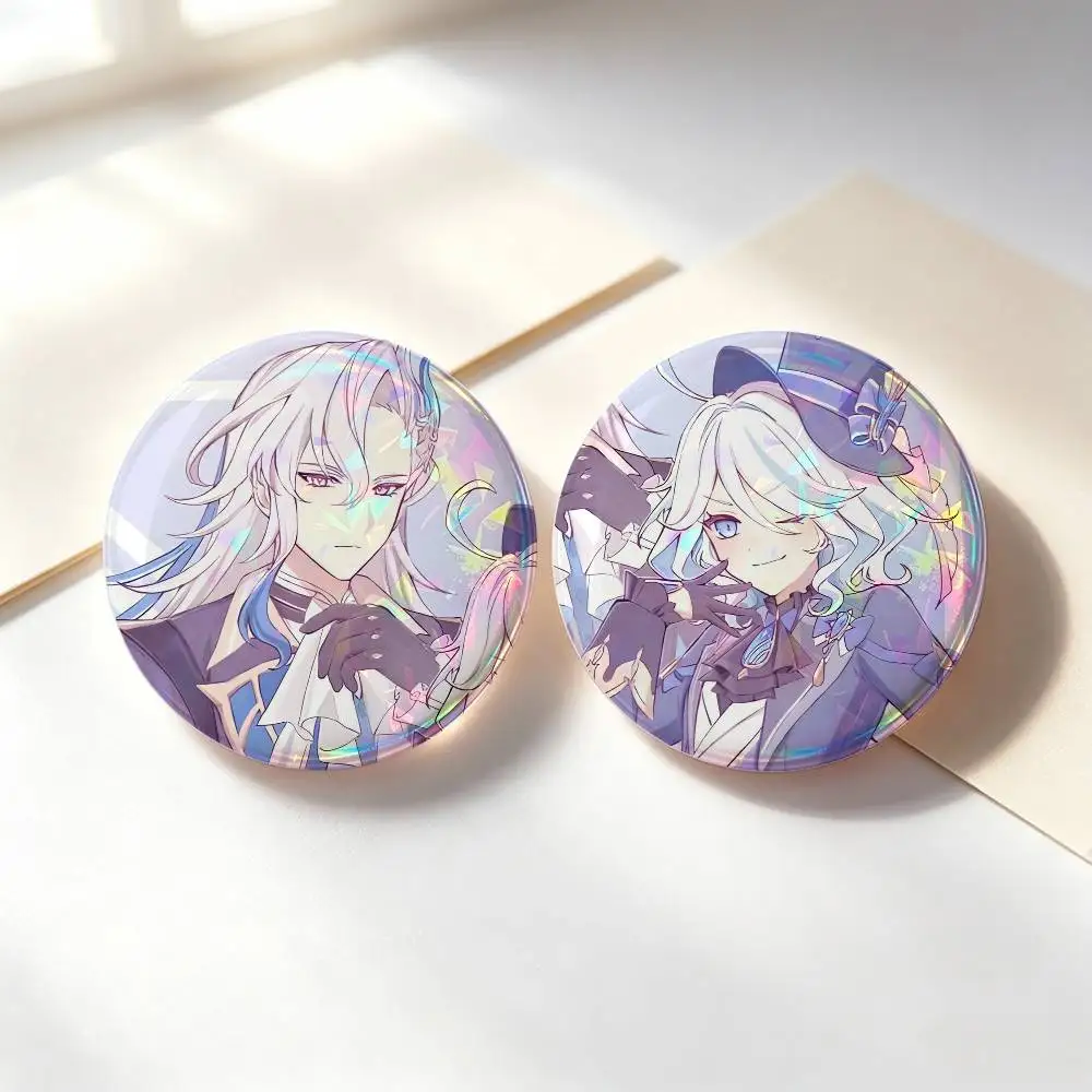 Neuvillette And Furina Genshin Badges Button Round Creative Pin Brooch Badge Bag Decor Accessories Fans Collect Friends Gifts
