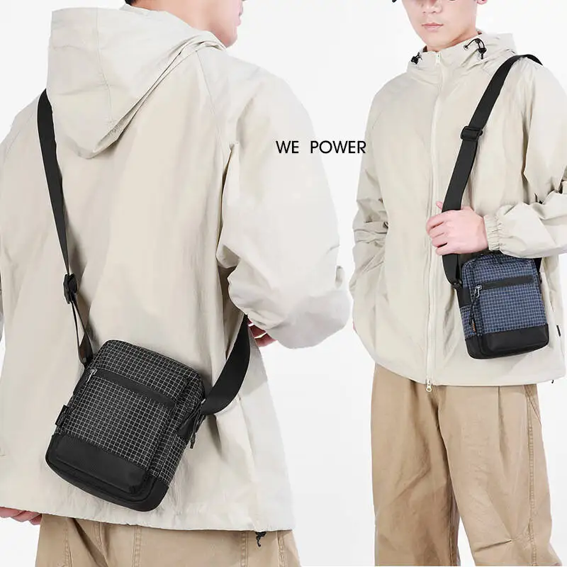 Checkered Crossbody Casual Commuter Phone Bag, Small Simple Stylish Shoulder Bag For Men And Women Lightweight Nylon Crossbody