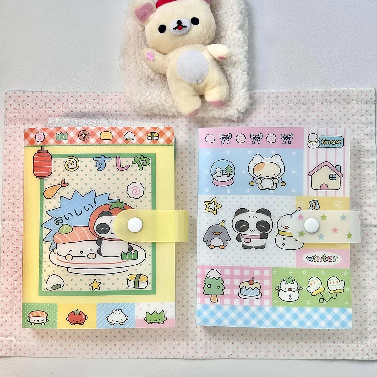 A6 Stitched Storage Album Kawaii Panda Theme Folder Cute Sticker Storage 40 Pages for Scrapbooking Material Storage