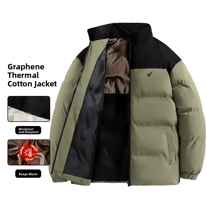 

Утепленная хлопковая куртка для пары Thiened aphene Bla Gold, ветрозащитная, теплая, мужская, на хлопковом наполнителе, из полиэстера, водонепроницаемая, повседневная, стильная