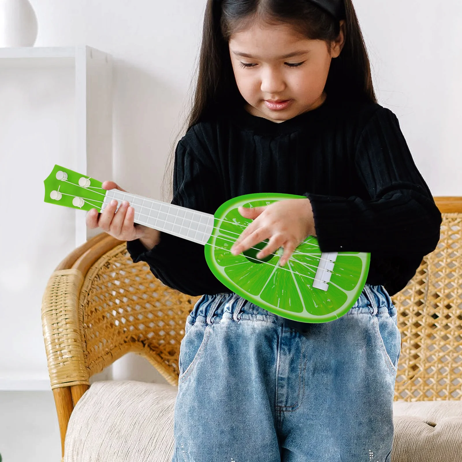 Gitara dla dzieci, plastikowa, mini, kolorowa, do wczesnej edukacji, ukulele, instrument muzyczny, zabawka do grania, mini gitara, zabawka ukulele dla dzieci.