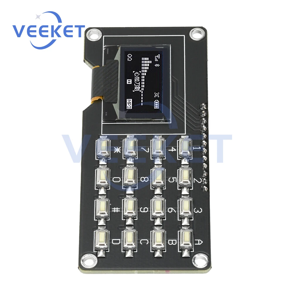 Pantalla OLED IIC de 0,96 /1,3 pulgadas SSD1106 SSD1315 con módulo de pantalla de teclado 4x4, Kit electrónico de módulo de pantalla para Arduino ﻿