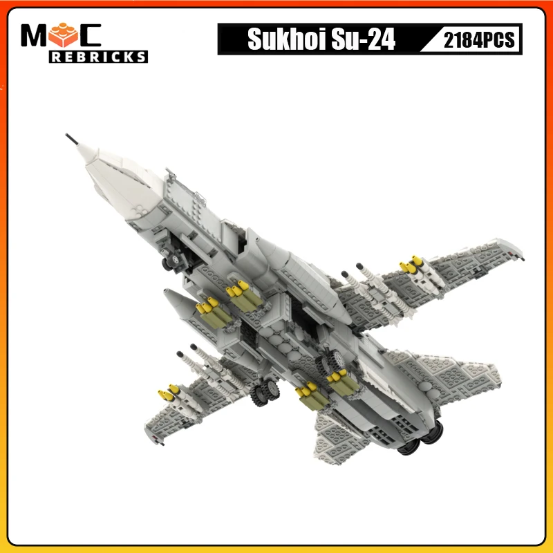 Military Weapons Air Force Sukhoi SU-24 Supersonic Fighter MOC Building Block WW2 Aircraft Model Bricks Toys Children\'s Gift