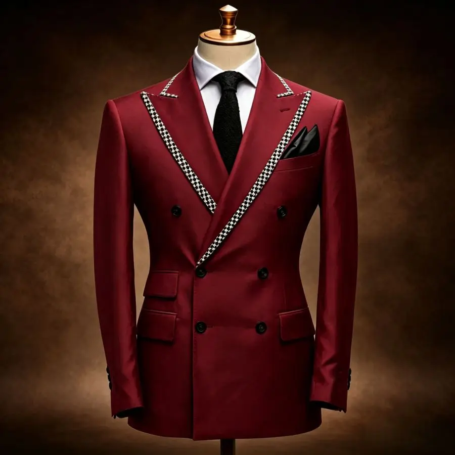 

Double Breasted Suits for Men Check Details Wedding Suits for Party Slim Fit Groom Tuxedo Blazer Vest Pants Set 3 Pieces 2026