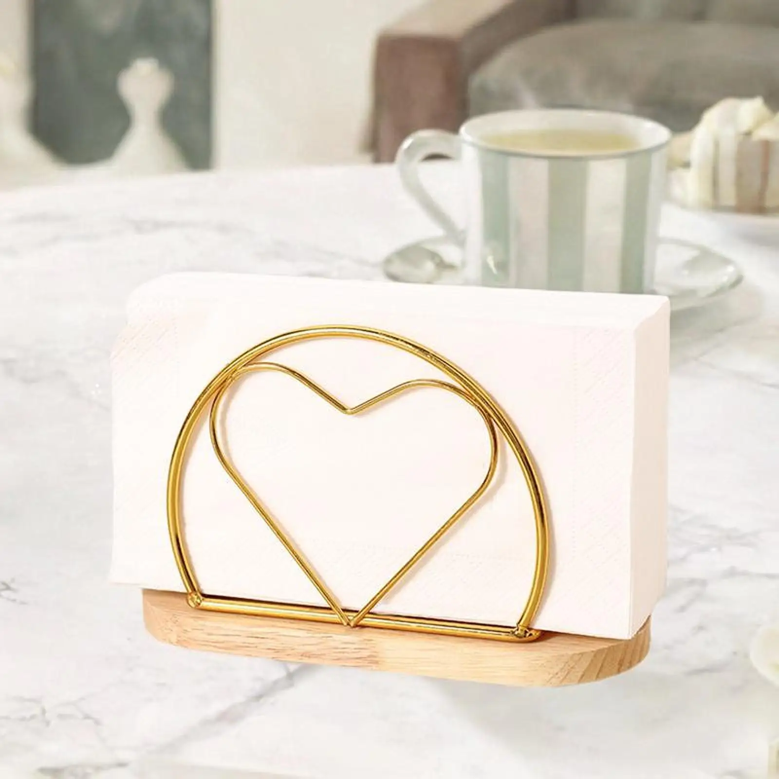 Napkin Holder Home Decor Multipurpose Convenient Heart Shape Modern Napkin Dispenser for Countertop Kitchen Home Farmhouse Cafe