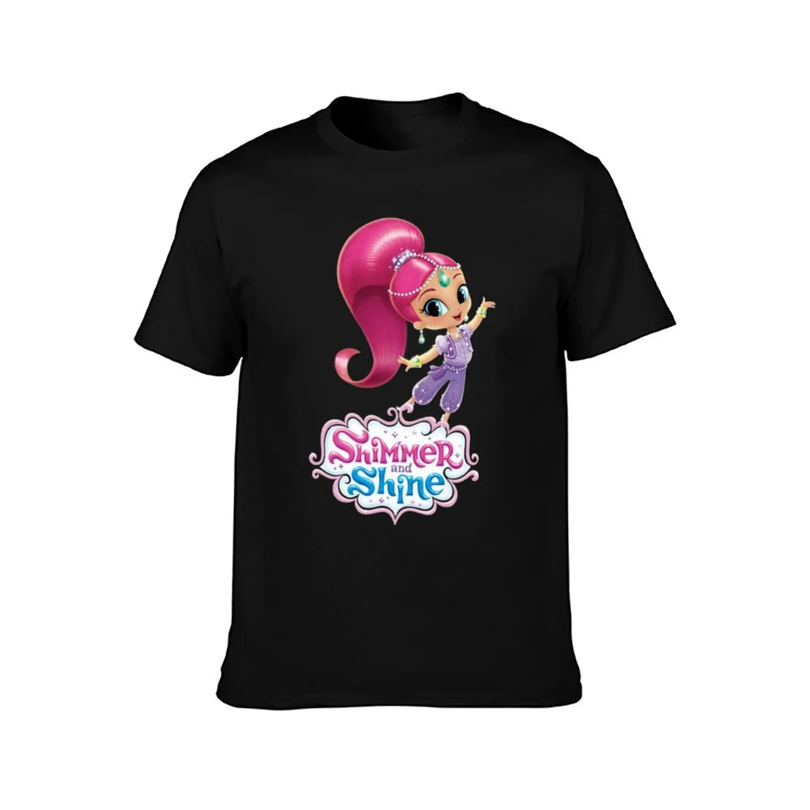 Shimmer And Shine T-Shirt, Summer Casual Cotton Tee, Oversized Streetwear Tops, Vintage Graphic Print, Loose Fit Short Sleeve