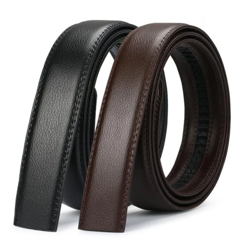 Men's Automatic Buckle Belts No Buckle 3.50cm Belt Body without Buckle High Quality Male Genuine Leather Strap Jeans Belt Wide