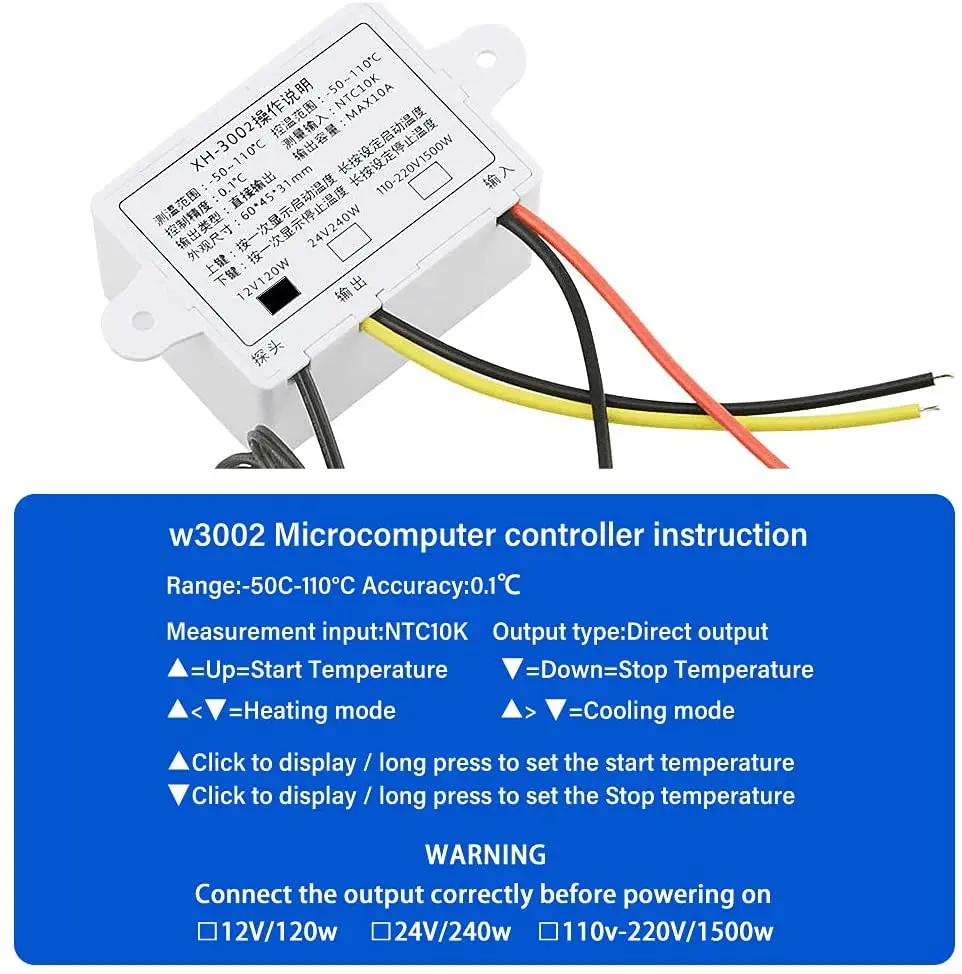 12V 24V 110-220V professionale W3002 digitale LED termostato termostato regolatore termostato interruttore di controllo strumento