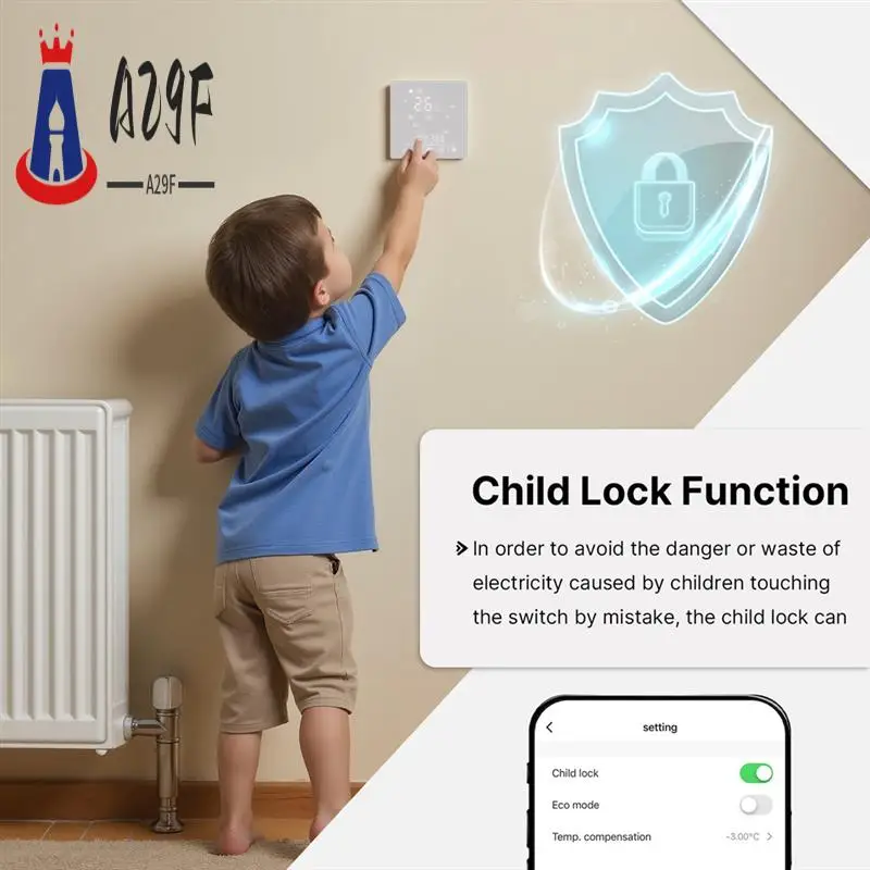 

A29F-Tuya Wi-Fi Matter термостат водяной пол, регулятор температуры, переключатель, поддержка приложения, дистанционное управление, голосовое управление