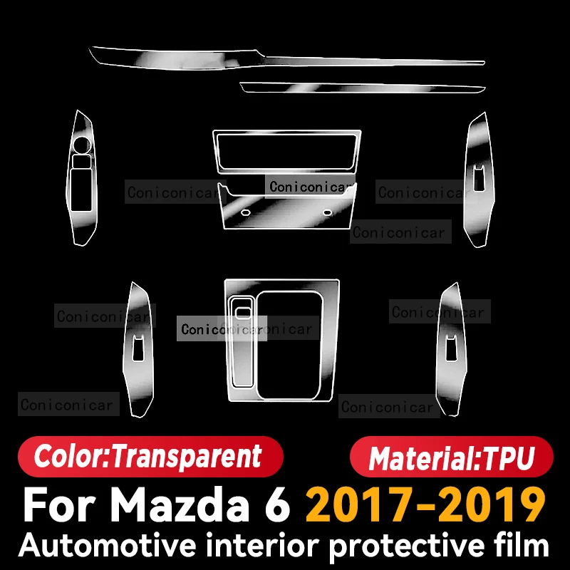 Film de protection d'écran de console centrale intérieure de voiture, film de réparation anti-rayures, accessoires d'autocollant, adapté pour Mazda 6 2017-2023