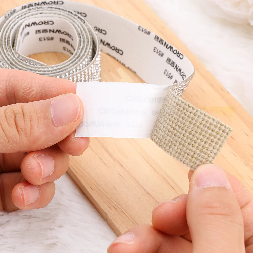 1 Yard Car Phone Decoration Arts Crafts Diamond Ribbon Trim Tape Self-Adhesive Rhinestone Crystal Sticker