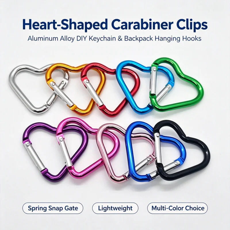 6pcs Durable Heart-Shaped Carabiner Keychain Clip for OutdoorAdventures - Perfect for Camping, Hiking and Travel
