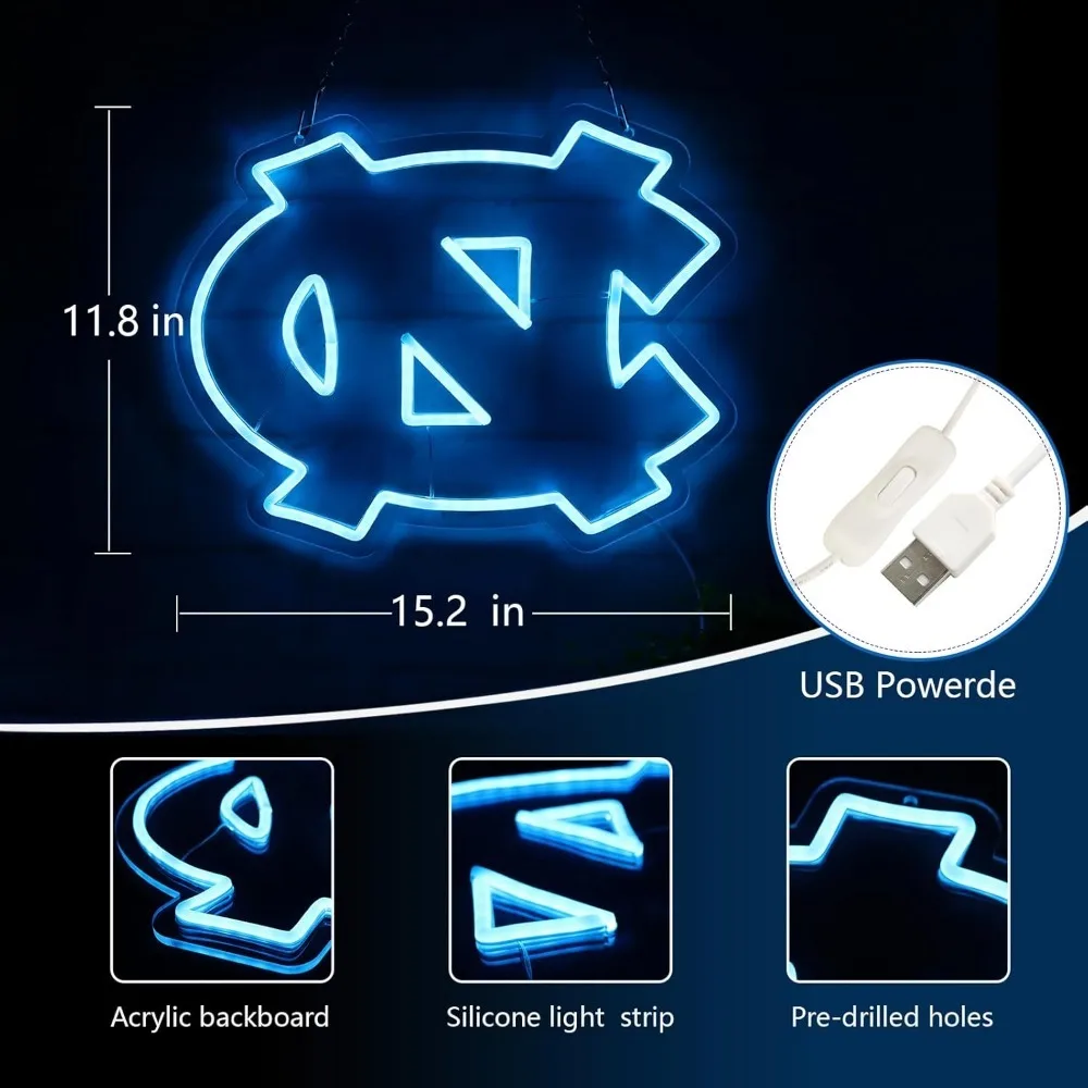 University Football Team Neon Sign 5V USB Dimmable LED Neon Light for Bedroom Dormitory Man Cave Decor Birthday Christmas Gift