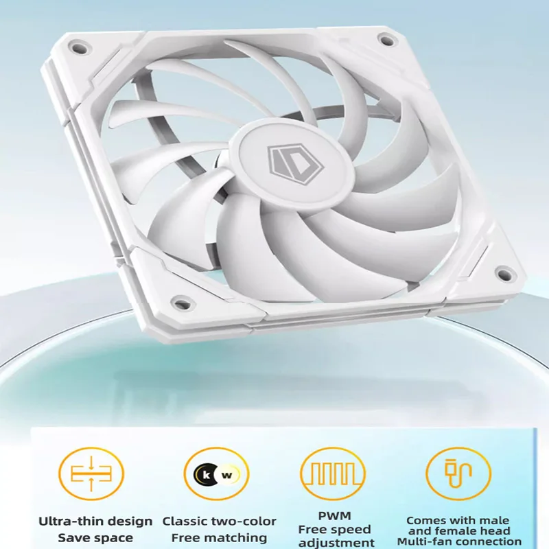 ID-COOLING TF-12015 120mm Cooling Fan Thinckness 15mm Ultra-Thin PC Case Fan 4Pin PWM Temperature Control Mute CPU Cooler 4
