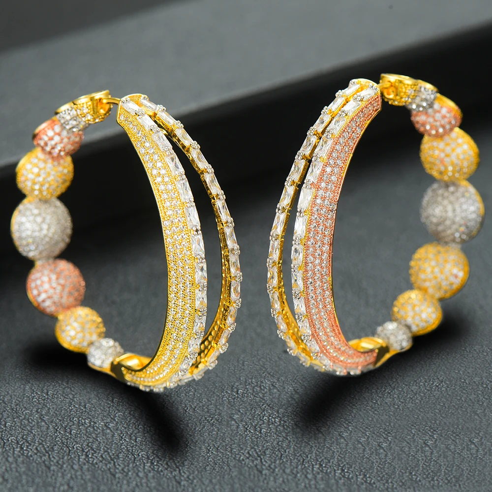 Missvikki Original Luxury Dubai Style Charm Hoop Earrings For Women Wedding Party Shiny Earrings Gift High Quality Accessories