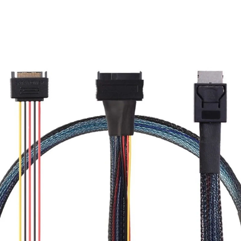 

PCIe Cord for Oculink SFF 8611 4I To U.2 SAS SFF 8639 High-speed Cable with SATA 15P Power Server Cable Computer Accessories