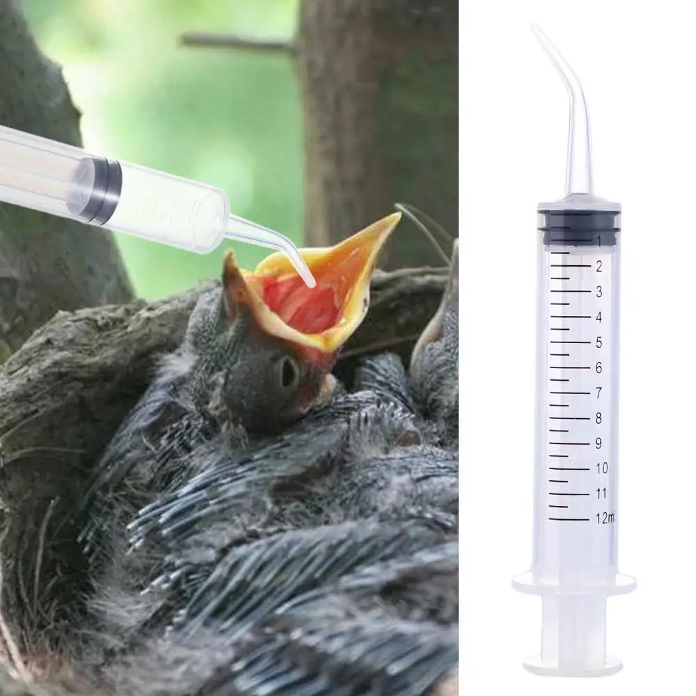 

2023 Portable Transparent Bird Supplies Liquid Food Feeder Elbow Syringe Bird Medicine Feeder Bird Feeding Tool
