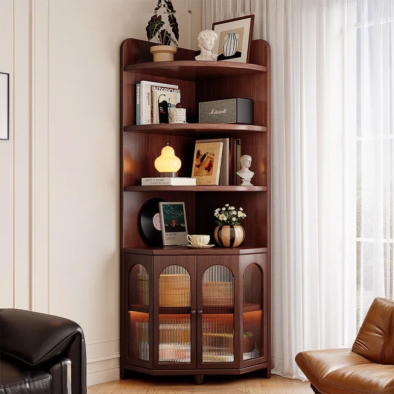Solid wood corner cabinet, corner rack, living room triangle cabinet