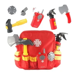 Kids Firefighter Cosplay Toy Sam Fireman Uniform Carnival Toys Simulating Fireman Toy Set With Hammer Backpack For Kids Gift
