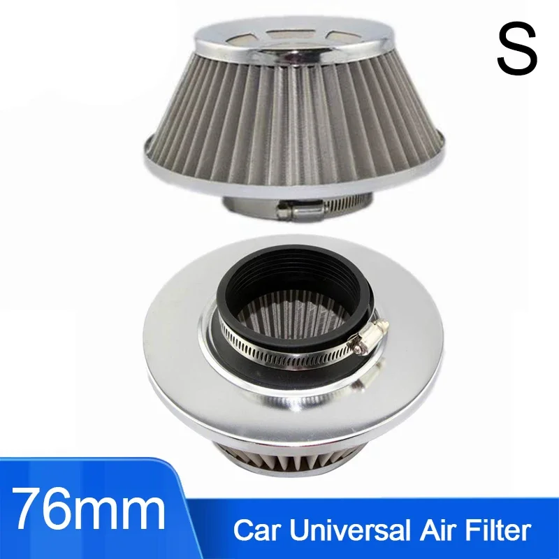 3 inch Stainless Steel Cold Air Filter 76mm Car Cone Air Intake Filters Universal Sports High Power Flow Air Filter Auto Parts