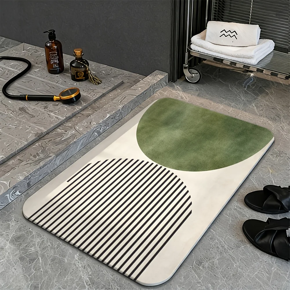 Modern Simple Door Mat Neutral Color Block Triangle Striped Art Rug Sleek Geometric Themed Decoration for House Entrance