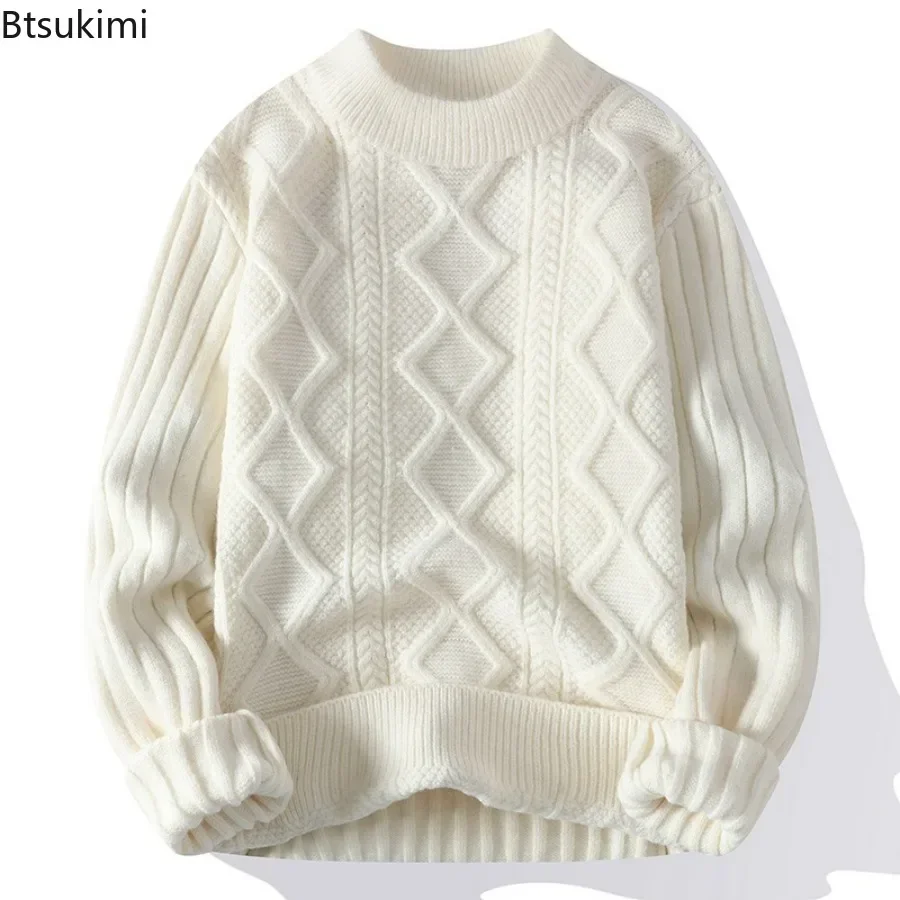 2025 Men's Warm Knitted Sweaters Solid Autumn Winter Casual Knitting Clothing Men O Neck Pullovers  Mens Soft Kniited Sweater