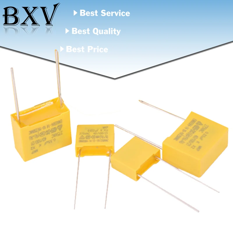 10PCS 275VAC Capacitor X2 Series 0.01UF ~ 2.2UF Polypropylene Film Capacitor New 10nf 100nf 150nf 200nf 680nf 470nf 1UF